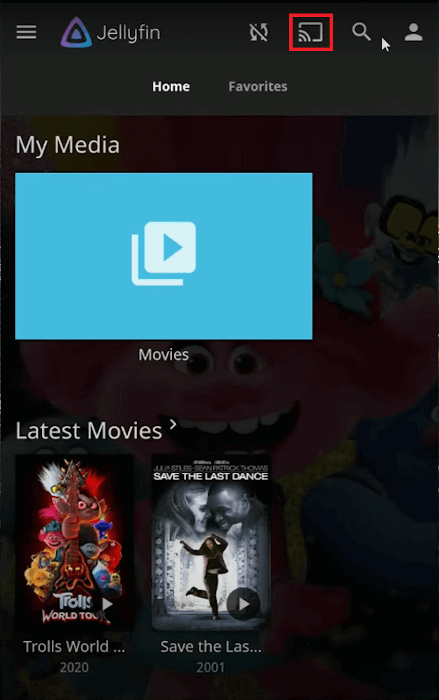 Click the Cast Icon on Jellyfin App