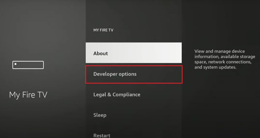 Select Developer options on Firestick