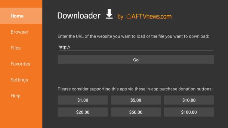 Enter the Norton VPN download link on the Downloader app