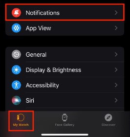 Click My Watch and select Notifications