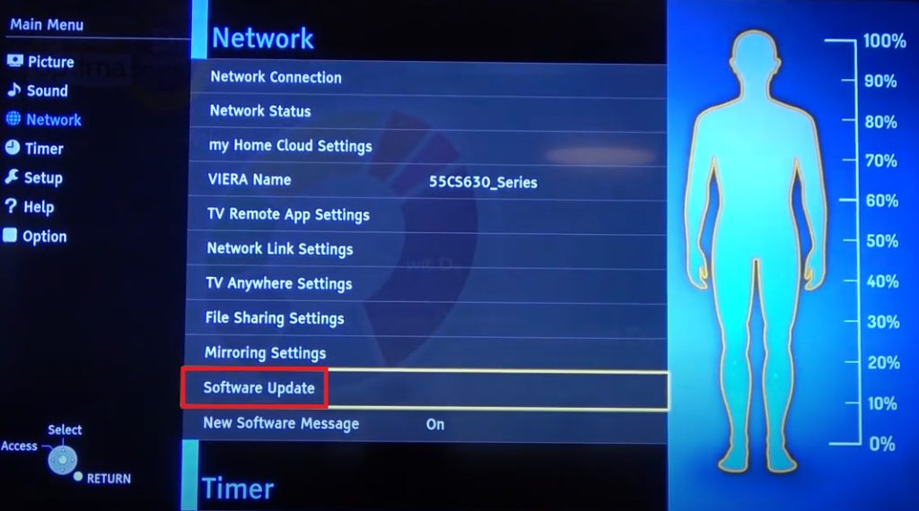 Panasonic Smart TV Software update option