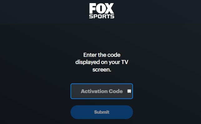 Enter the code and click Submit to activate FOX Sports