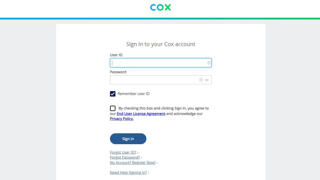 Log in to your Cox account