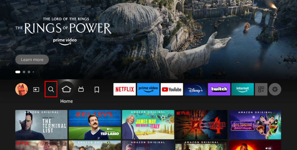 Click the Find icon on Firestick home screen