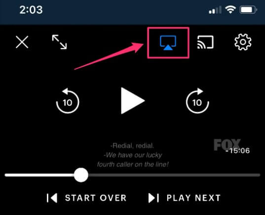 Hit the AirPlay icon on the Hulu app