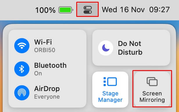 Click Screen Mirroring on Mac