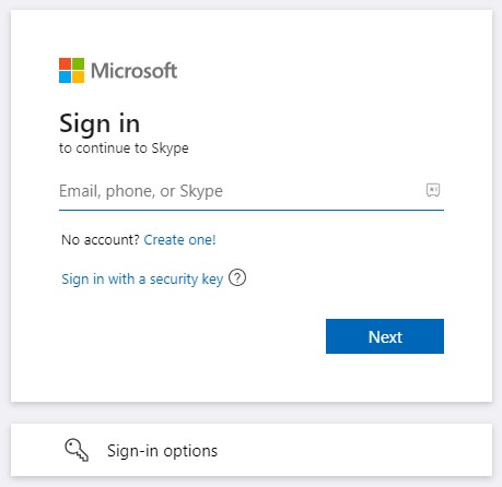 Sign in to your Skype account