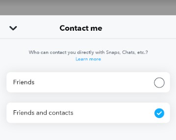 Choose Friends or Friends and contacts